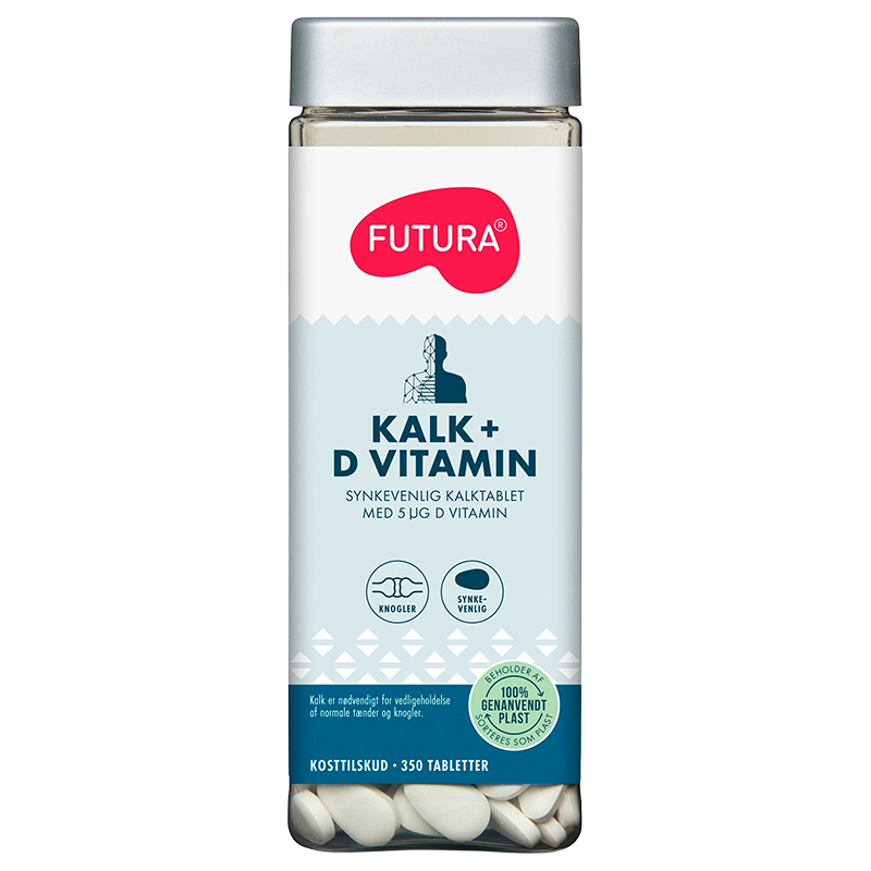 Pakke med Futura Kalk + D-Vitamin, 350 synkevenlige tabletter