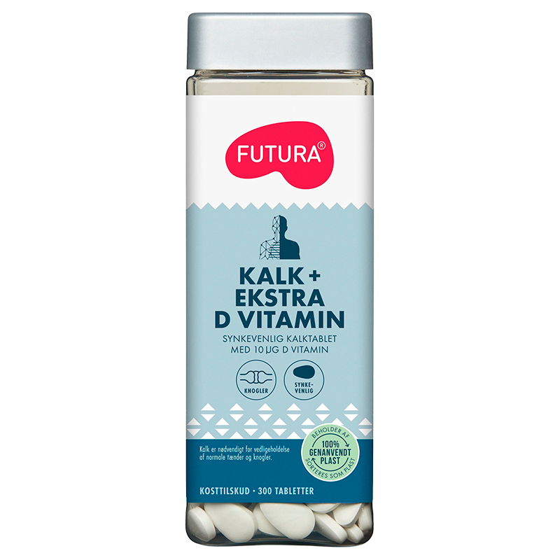 Pakke med Futura Kalk + Ekstra D-Vitamin, 300 tabletter