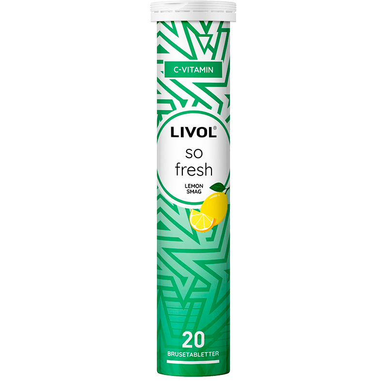 Pakke med Livol So Fresh brusetabletter, citronsmag, 20 tabletter