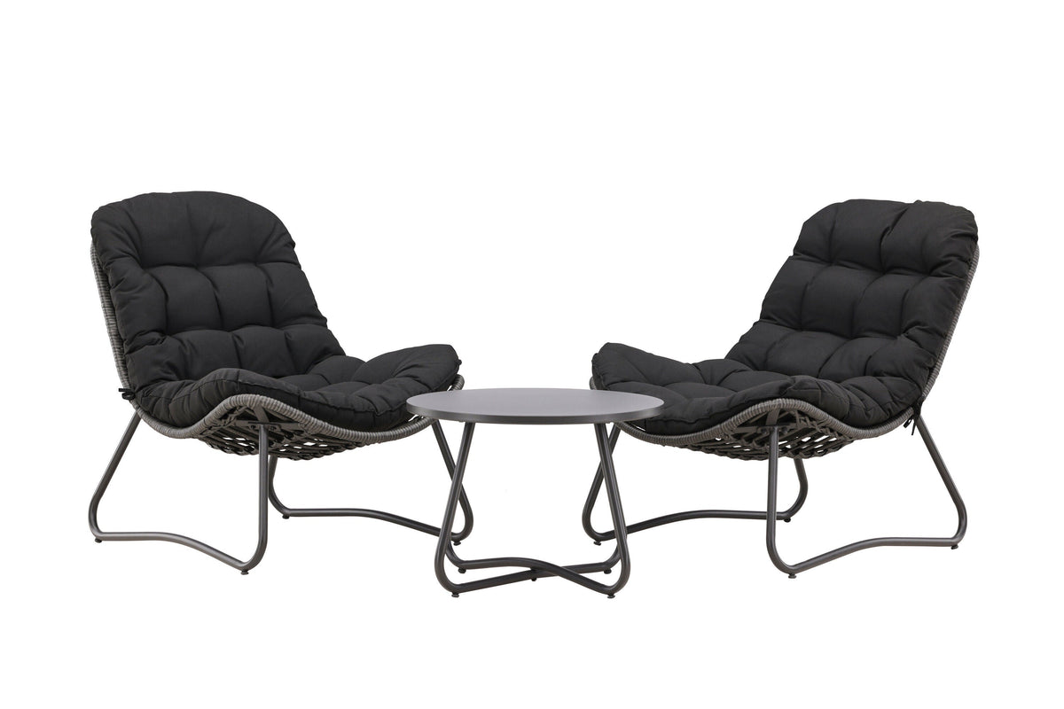 Cala loungesæt fra Venture Home i antracit og stål til terrasse og altan