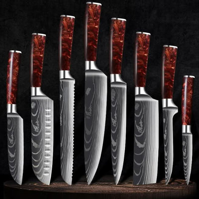 Se Damaskus Mønstret Knivsæt 8 Knive - Rød ✔ Kæmpe udvalg i  Kitchen Gadget Danmark ✔ Hurtig levering: 1 - 2 Hverdage samt billig fragt - Varenummer: KCGG-54796948570489 og barcode / Ean: '54796948570489 på lager - Udsalg på Køkkenudstyr Spar op til 61% - Over 1334 design mærker på udsalg