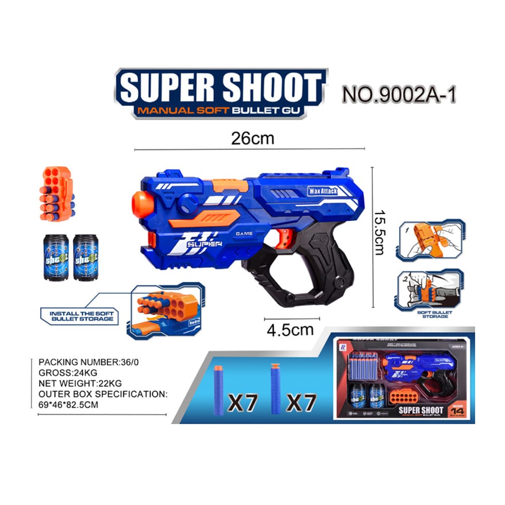 Se Soft Bullet Super Shoot - 4 forskellige super seje pistoler - - 9002A-1 ✔ Kæmpe udvalg i Satana - Køb online på udsalg og tilbud lige nu ✔ Super billig fragt og lynhurtig levering - Varenummer: Satana-1353120 på lager - Udsalg på Børn > Ecooking > Sol Spar helt op til 73% - Over 2.739 kendte brands på udsalg