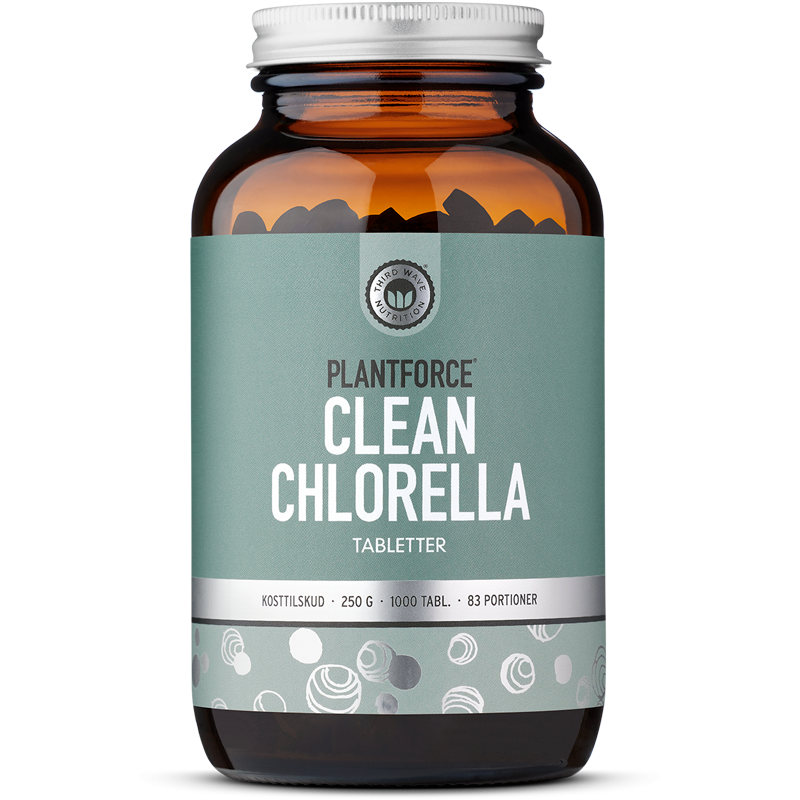 Plantforce Chlorella kosttilskud, beholder med 1000 tabletter