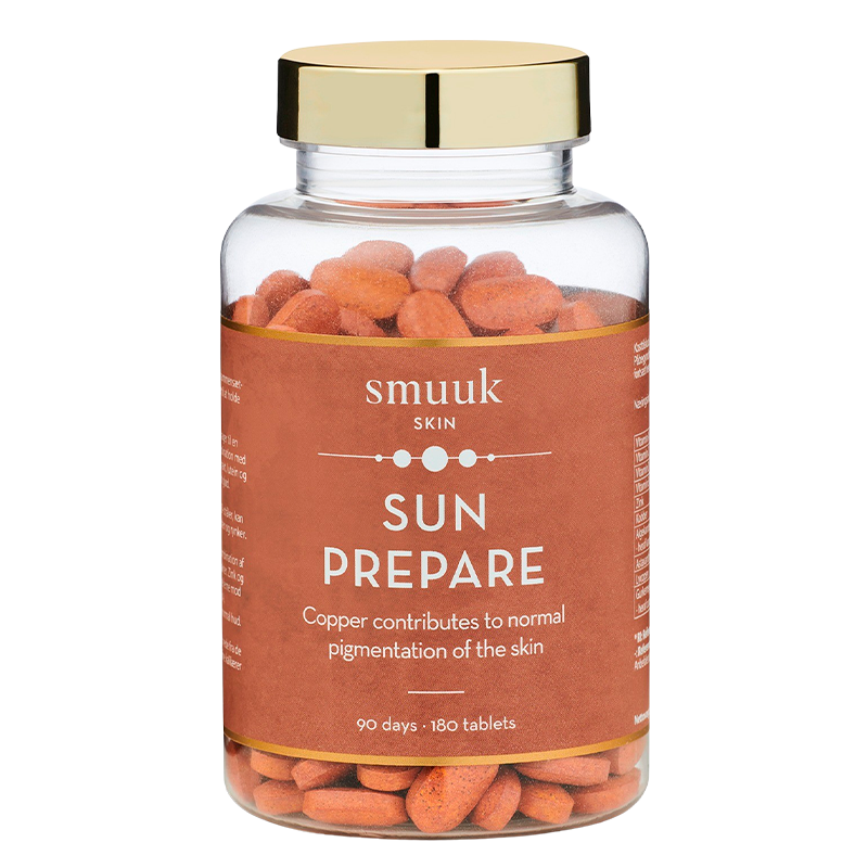 Smuuk Skin Sun Prepare kosttilskud, pakning med 180 tabletter
