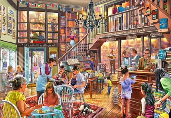 Bluebird puslespil Bookshop Tearoom med 1000 brikker