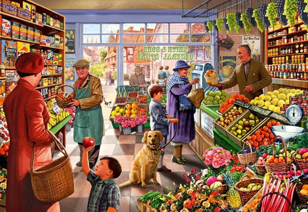 Bluebird-puslespil Village Greengrocer med 1000 brikker