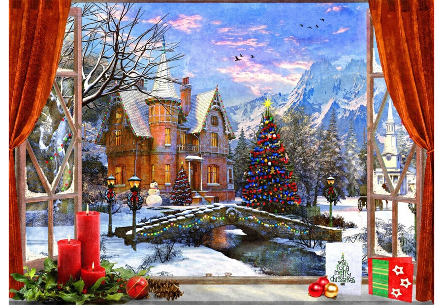 Bluebird Christmas Mountain View puslespil med 500 brikker