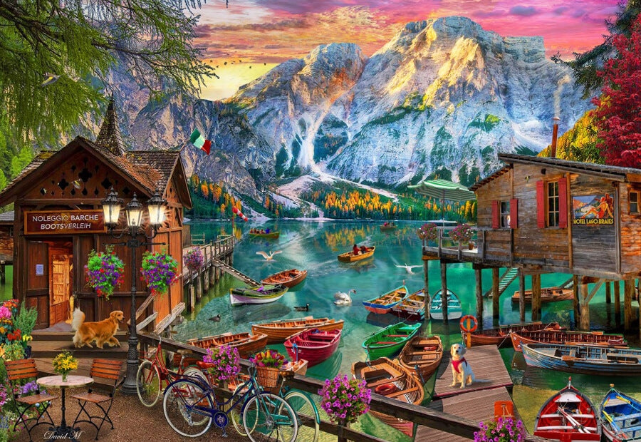 Bluebird puslespil Lago di Braies, Italy med 1000 brikker