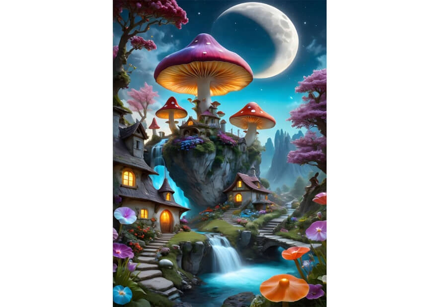 Bluebird puslespil Mushroom Town med 1000 brikker