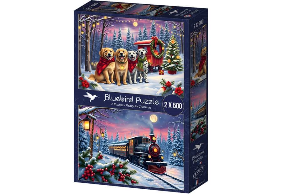 Bluebird puslespil Christmas is Coming, to puslespil med 500 brikker hver