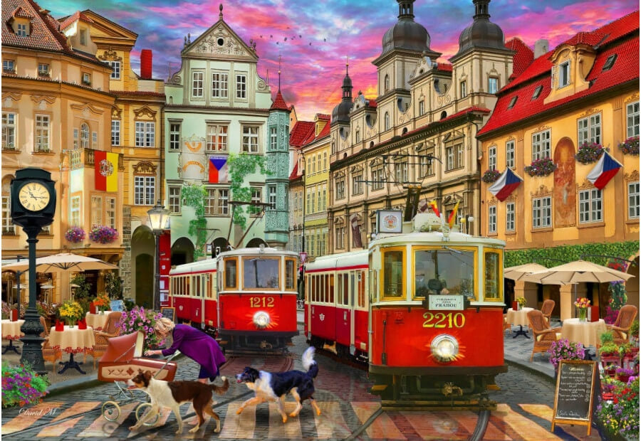 Bluebird Prague Trolleys puslespil med 1000 brikker