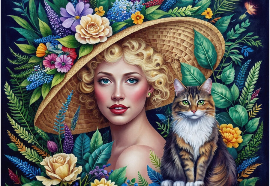 Bluebird puslespil The Woman and the Cat med 1000 brikker