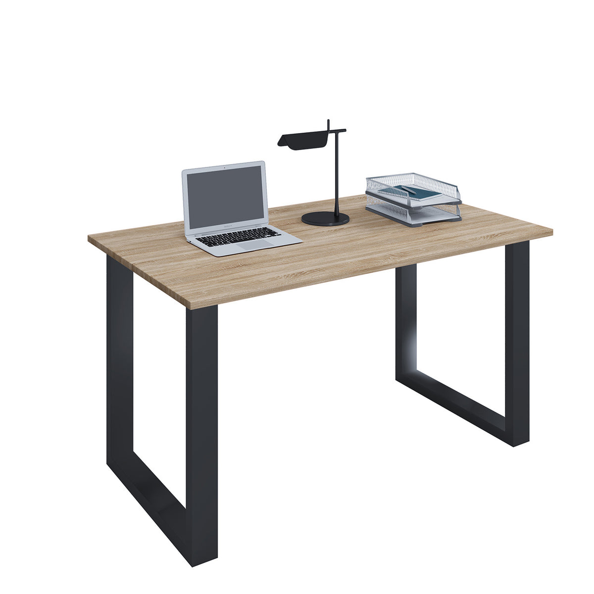 Lona U-feet skrivebord i natur træ og sort metal fra VCM Nordic, 140x50