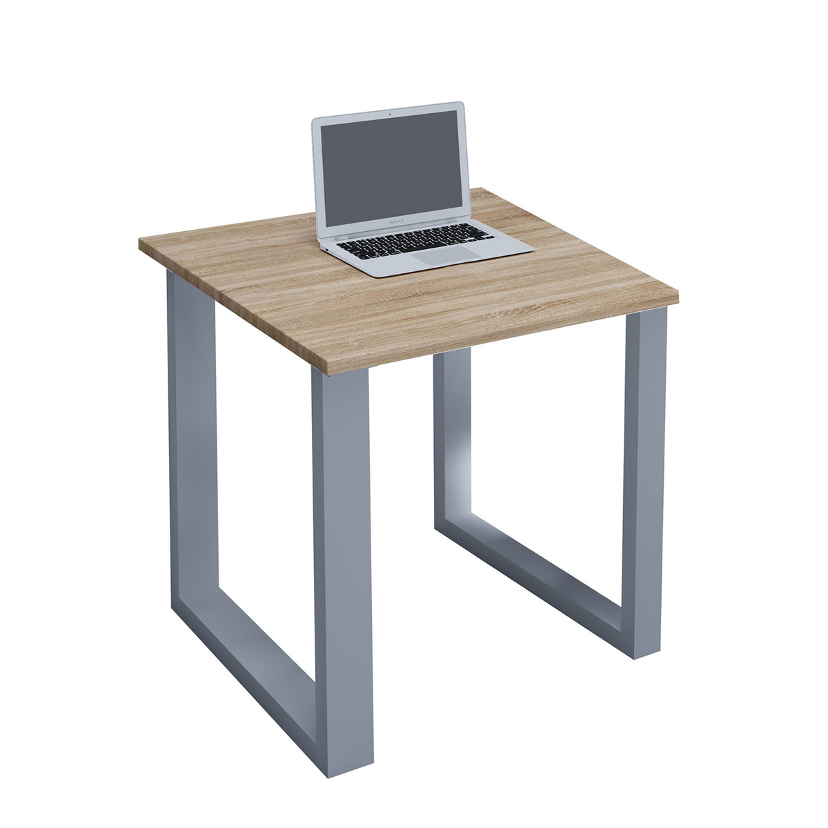 VCM Nordic Lona U-feet skrivebord i naturfarvet træ og sølvgråt metal, 80x80 cm