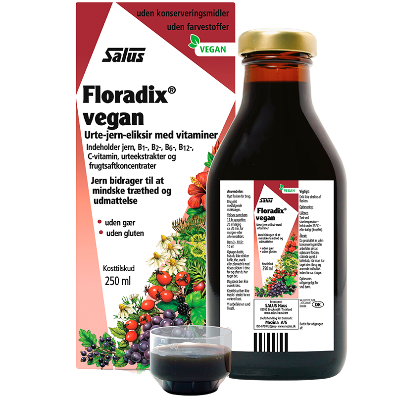 Salus Floradix Vegan flydende jerntilskud, 250 ml