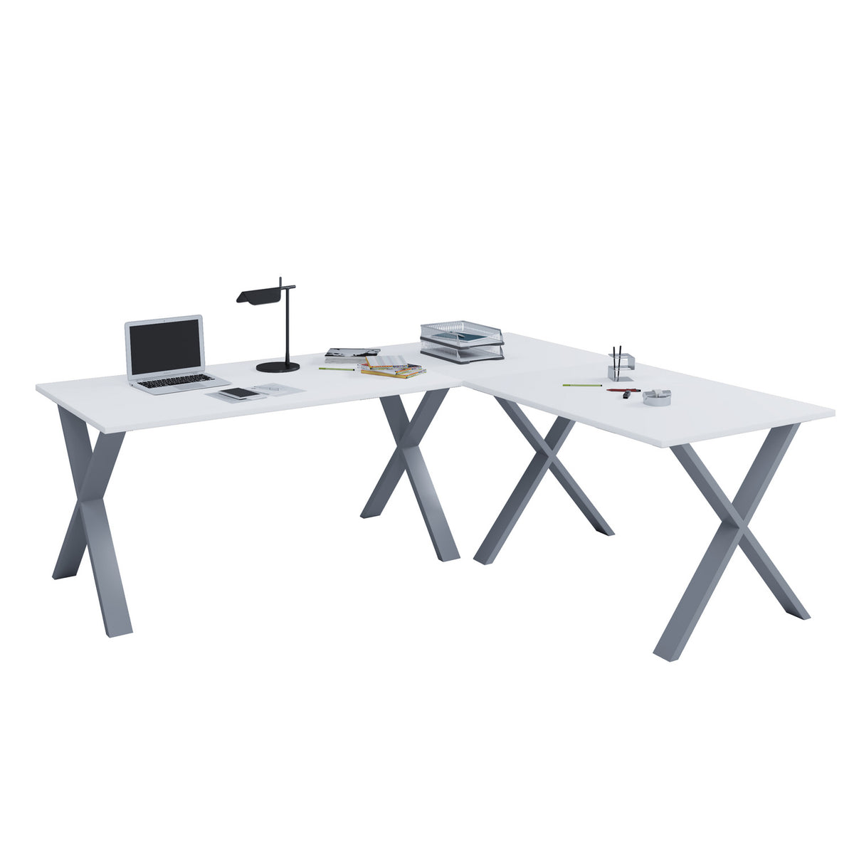 Se Lona X-feet hjørneskrivebord - hvid træ og sølvgrå metal (160x160x80) ❤ Kæmpe udvalg i VCM Nordic - Køb online på udsalg og tilbud lige nu ❤ Super billig fragt og lynhurtig levering - Varenummer: Boboonline-55488 og barcode / Ean: 4051814398292 på lager - Udsalg på Møbler,Borde,Kontorborde,Hjørneskriveborde,
Kontor,
Borde,
Kontorborde,
Skriveborde til hjemmekontor, Store besparelser – op til 77% - Store besparelser på over 2.281 brands