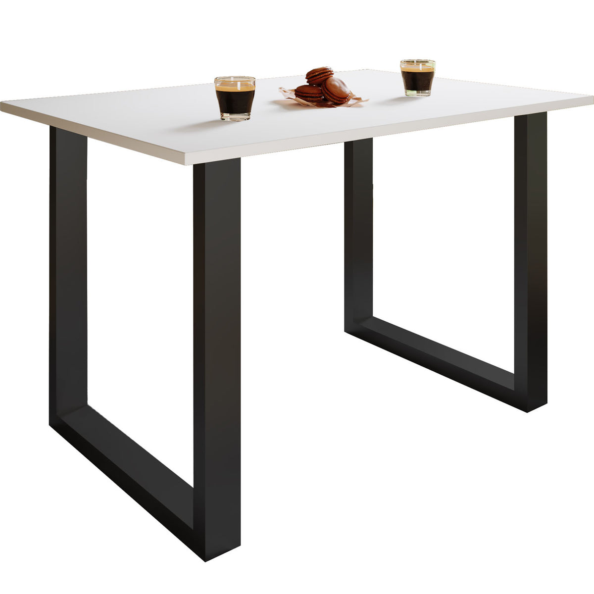 Lille Xona U-feet spisebord i hvidt træ og sort aluminium fra VCM Nordic, 110x50