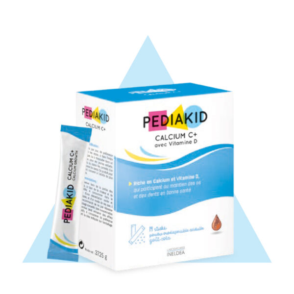 Pediakid Calcium C+ kosttilskud til børn med colasmag, pakke med 14 stk