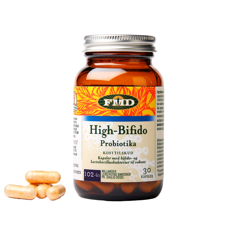 Udo's Choice High-Bifido, pakke med 30 kapsler med 10 bakteriestammer