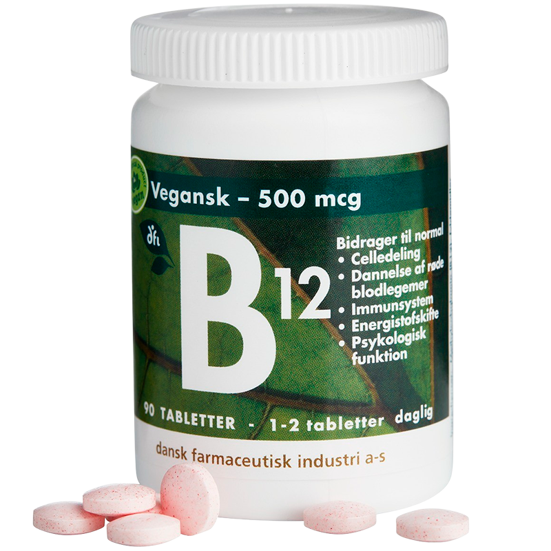 Pakning DFI B12 Vitamin 500 mcg med 90 tabletter