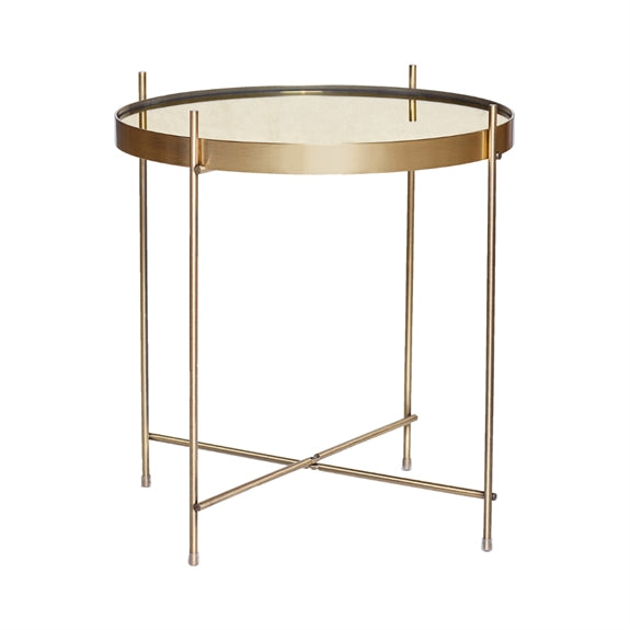 Hübsch Reflect sidebord i messingfarve med glas og metal