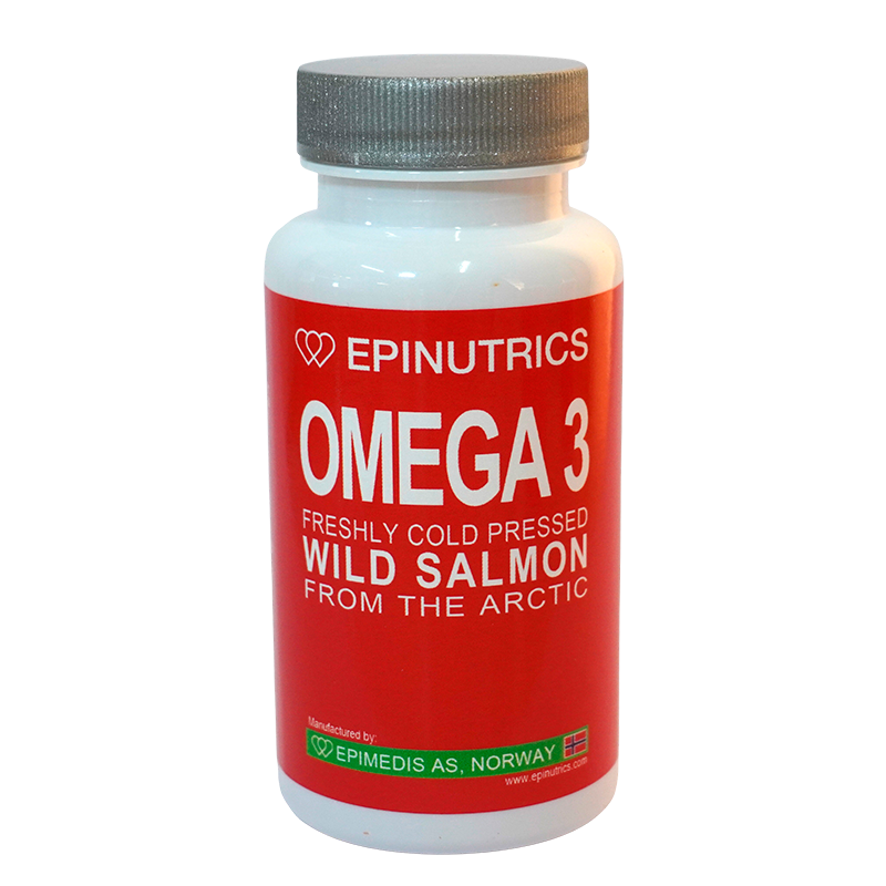 Pakke med Epinutrics Omega 3 Wild Salmon kosttilskud, 60 kapsler