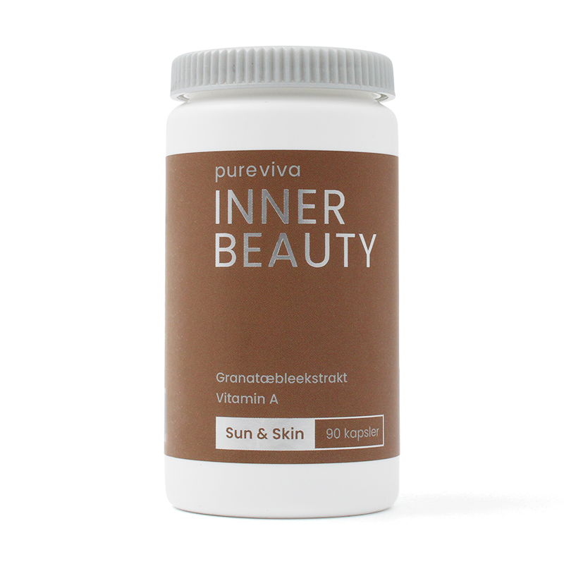 Pureviva Inner Beauty Sun & Skin kosttilskud, pakke med 90 kapsler