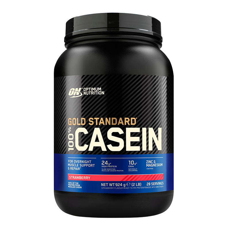 Optimum Nutrition Gold Standard 100% Casein proteinpulver med jordbærsmag, 924 g