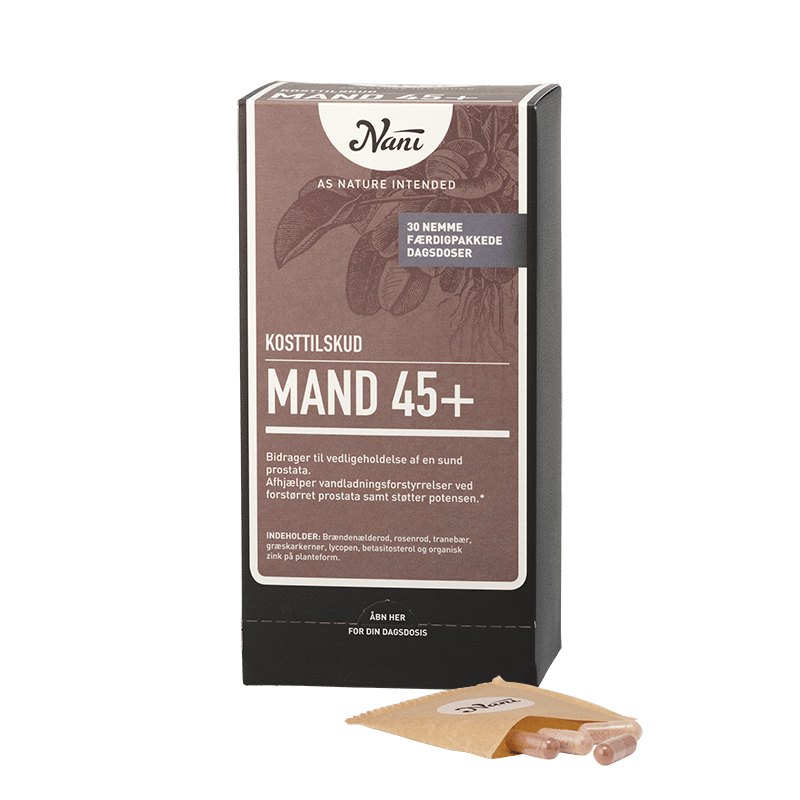 Pakning med Nani Food State Mand 45+ kosttilskud, 30 breve