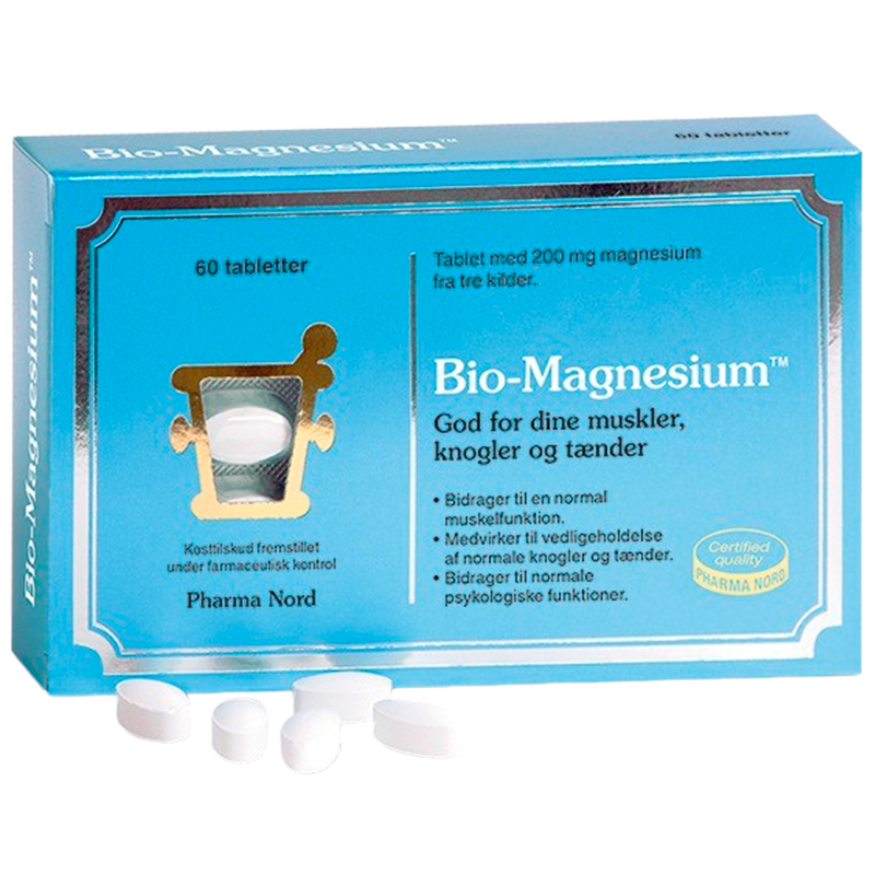 Pakning med Pharma Nord Bio-Magnesium 200 mg kosttilskud, 60 tabletter