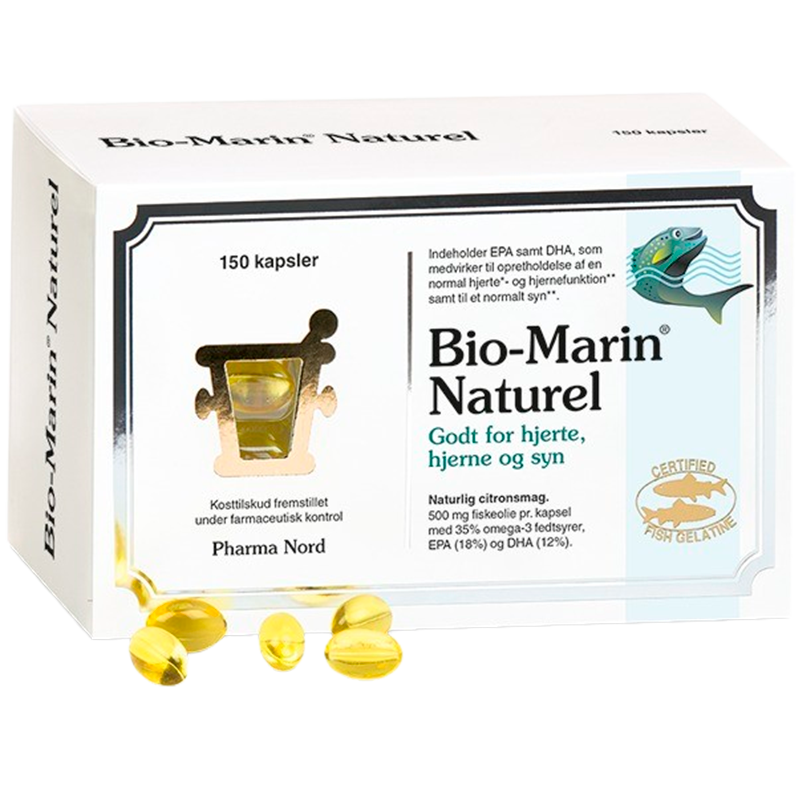 Pharma Nord Bio-Marin Naturel, kosttilskud med fiskeolie i 150 kapsler