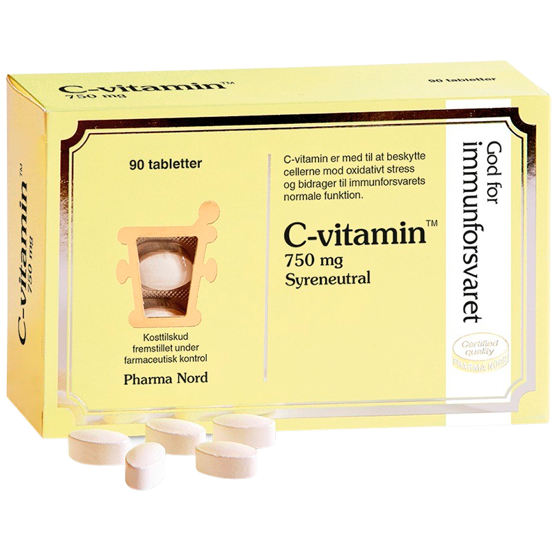 Pakke med Pharma Nord C-vitamin Syreneutral kosttilskud, 90 tabletter