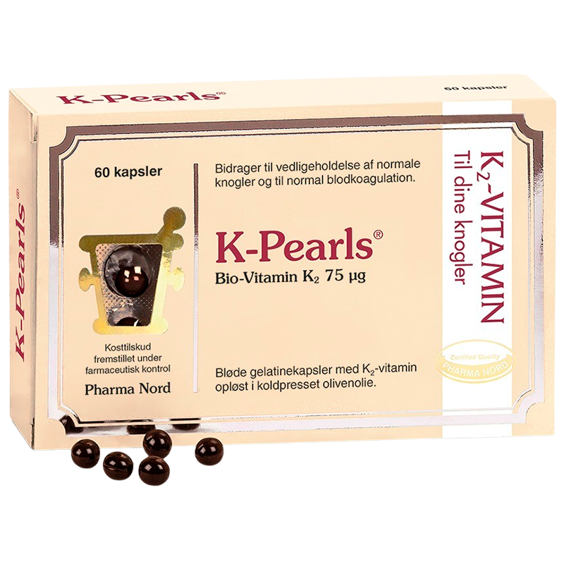 Pakke med Pharma Nord K-Pearls K2-vitamin kapsler, 60 stk.