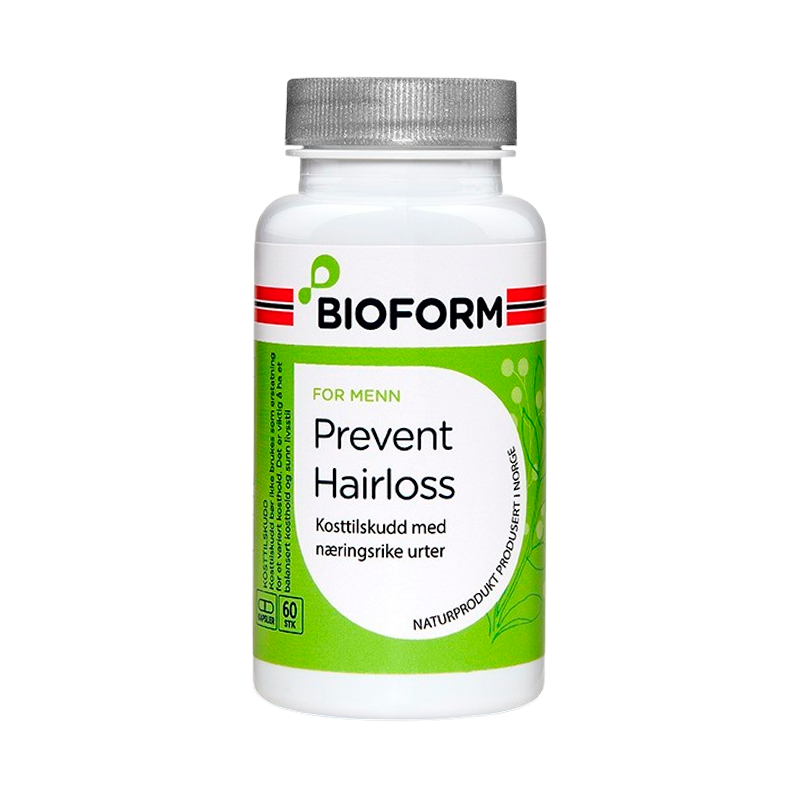 Pakke med Bioform Prevent Hairloss urtekosttilskud til mænd, 60 kapsler