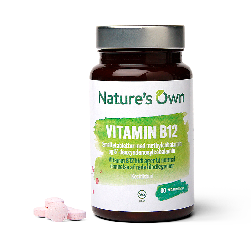 Pakke med Natures Own Vitamin B12 Vegan smeltetabletter, 60 stk