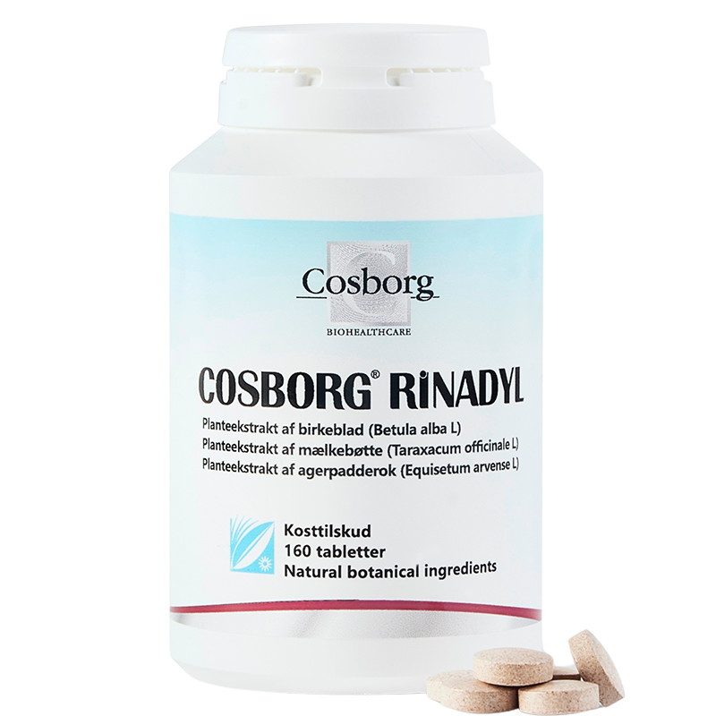 Pakning med Cosborg Rinadyl plantebaseret kosttilskud, 160 tabletter