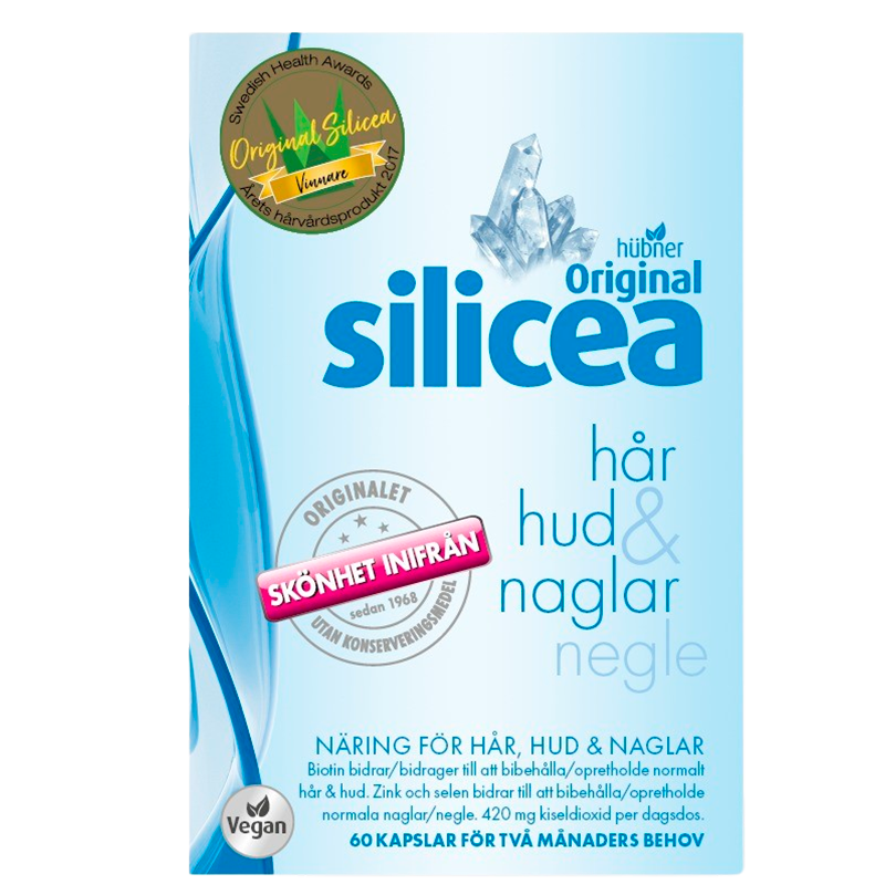 Pakke med Hübner Silicea Original Hud, Hår & Negle, 60 vegetabilske kapsler