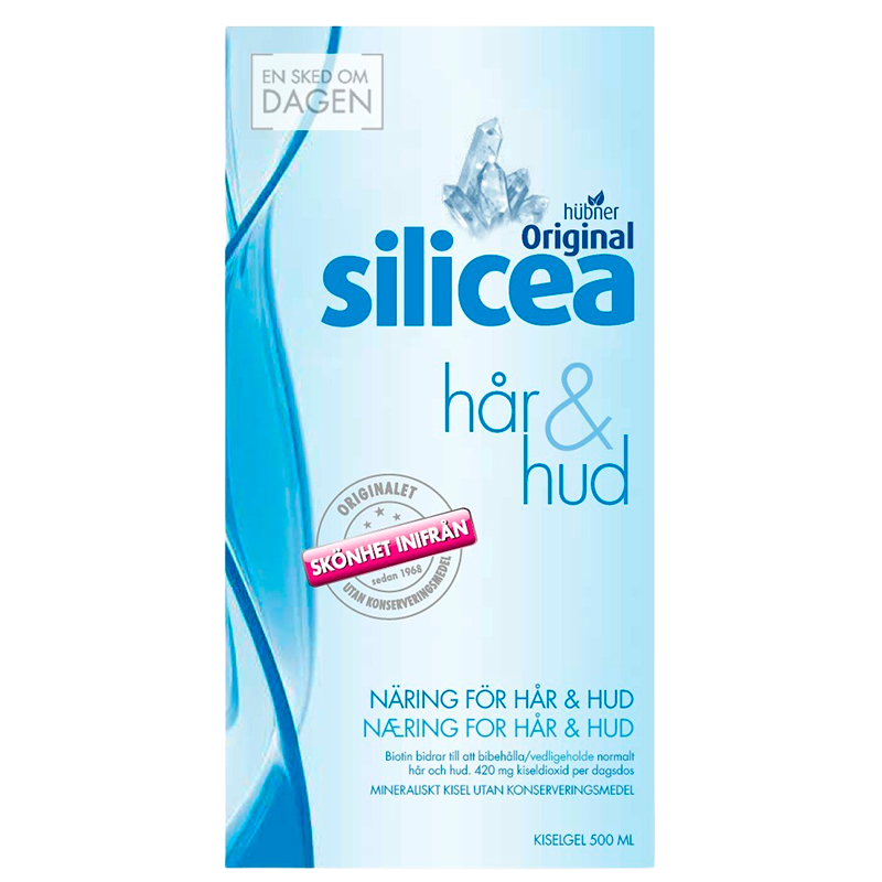 Flaske med Hübner Silicea Original Hår & Hud kosttilskud, 500 ml