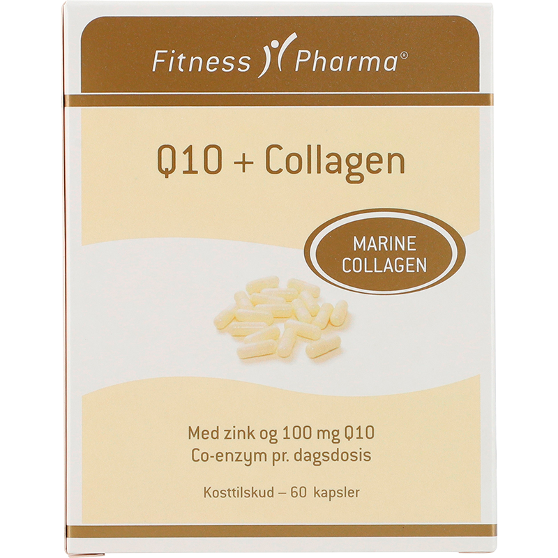 Pakning med Fitness Pharma Q10 + Collagen kapsler med marint kollagen, 60 stk