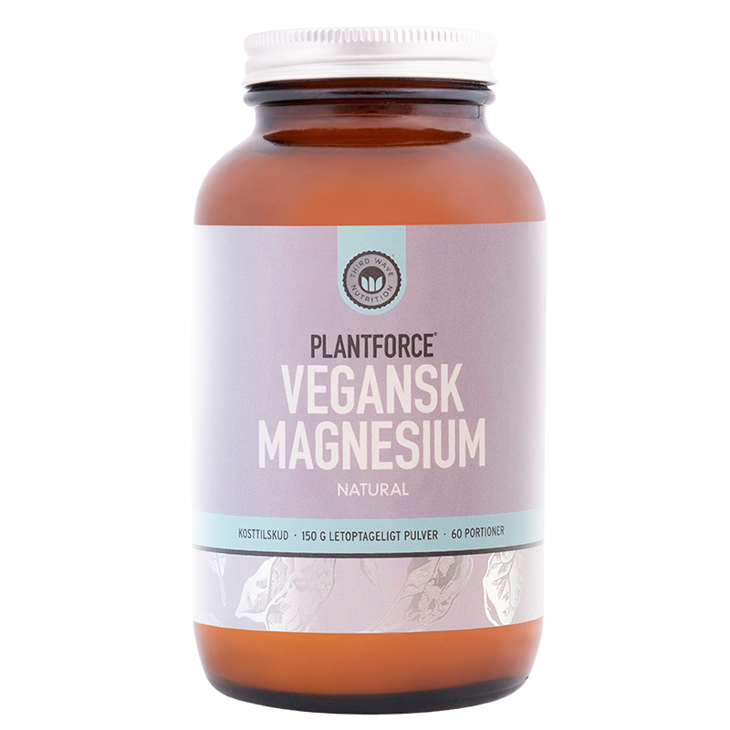 Beholder med Plantforce Vegansk Magnesium Natural pulver, 150 g