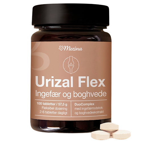 Pakning med Mezina Urizal Ingefær Flex, ingefærtabletter, 100 stk.