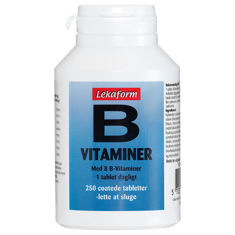 Lekaform B-Vitaminer kosttilskud med otte B-vitaminer, 250 tabletter