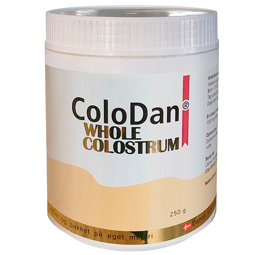 Colodan Whole Colostrum pulver fra Biodane Pharma i pakning med 250 g