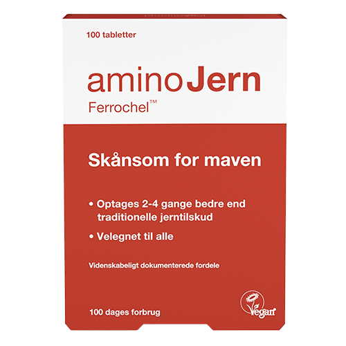 Pakning med AminoJern jerntilskud, 100 tabletter