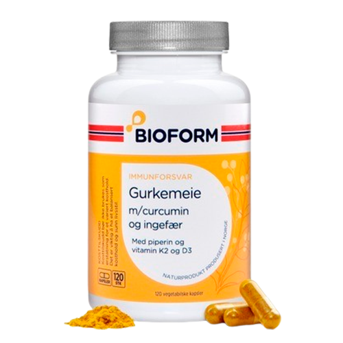 Pakning med Bioform Gurkemeje med curcumin og ingefær, 120 kapsler