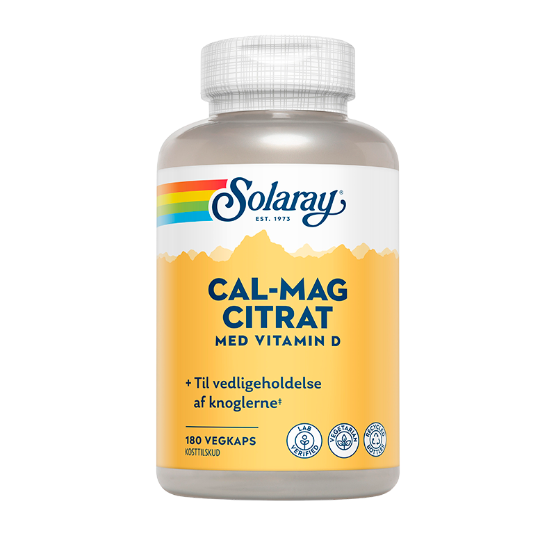 Solaray Cal-Mag Citrat med D-vitamin, pakke med 180 kapsler