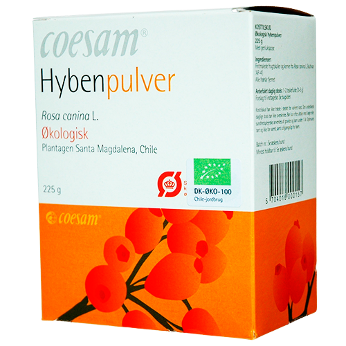 Coesam økologisk hybenpulver i 225 g pakning