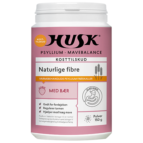 Pose med HUSK Psyllium Mavebalance med bær i pulverform, 150 g