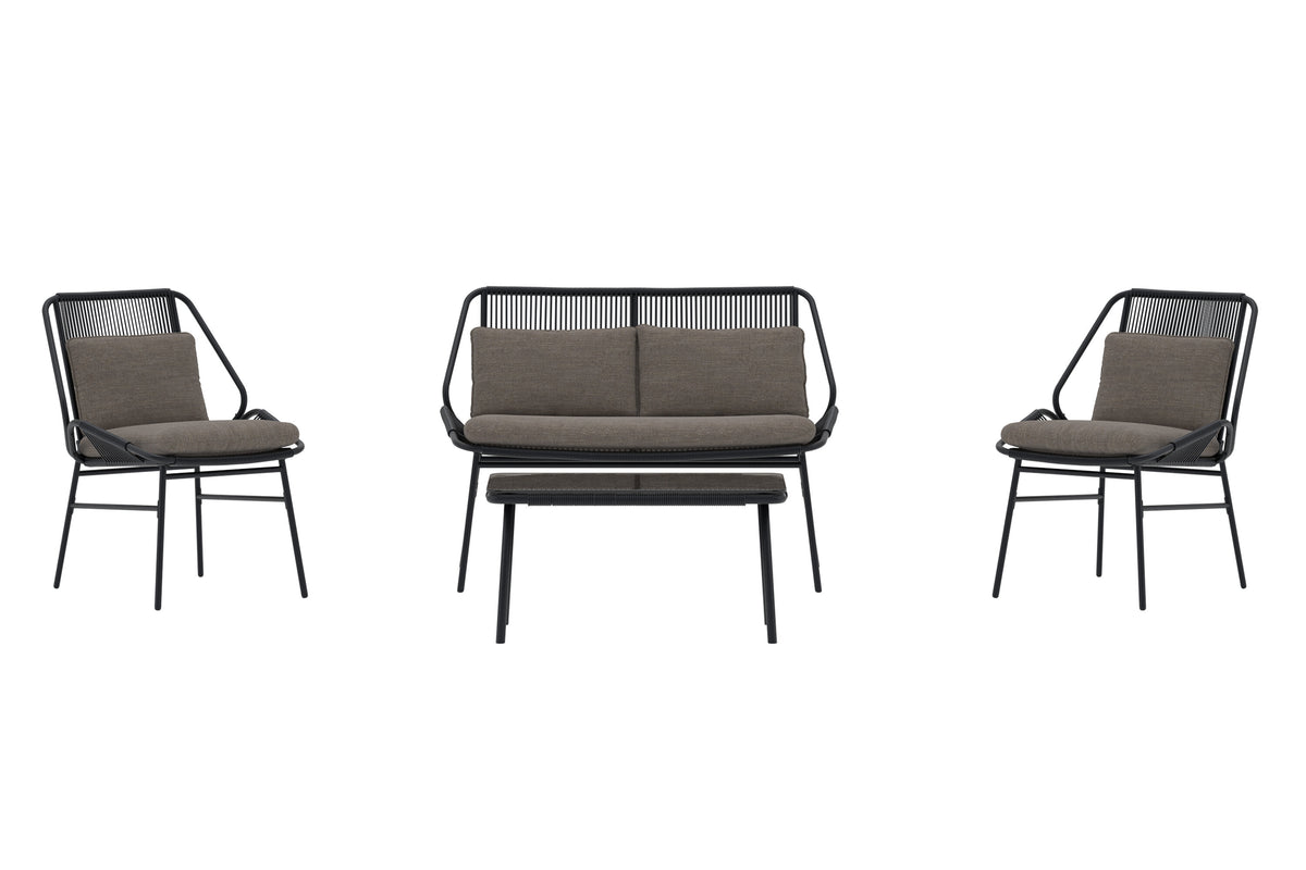 Se VENTURE HOME Zakynthos havesofasæt, m. 1 bord, 1 sofa, 2 stole og mørkegrå/brune hynder - glas og sort stål ❤ Kæmpe udvalg i Venture Design - Køb online på udsalg og tilbud lige nu ❤ Lav fragtpris og hurtig levering - Varenummer: Boboonline-126703 og barcode / Ean: 7340220868695 på lager - Udsalg på Udendørs møbler,
Udendørs loungemøbler,
Terrasse og have,
Udendørs loungemøbler,
Alle udendørs møbler Spar stort – op til 53% - Over 2.739 brands med kæmpe udsalg