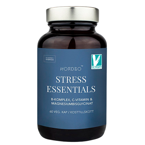 Pakning Nordbo Stress Essentials vegansk kosttilskud med 60 kapsler